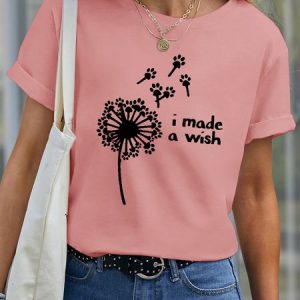 Lilicloth X Funnpaw Women's I Made A Wish Pet Matching T-Shirt, color:Pink|size:XXL, Lilicloth.com