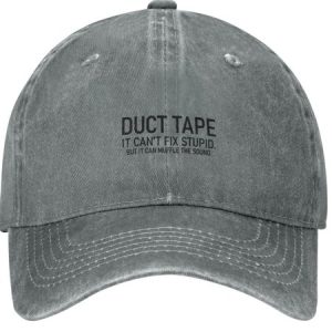 Duct Tape Funny Text Letters Adjustable Hat, color:Gray|size:One-size, Lilicloth.com