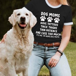Lilicloth X Funnpaw Women's Dog Moms Have Tattoos Thick Thighs Thin Patience And Cuss Too Much T-Shirt, color:Black|size:L, Lilicloth.com
