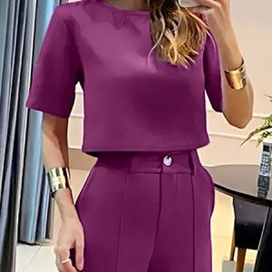 Crew Neck Regular Fit Urban Plain Shirt, Blouses and Shirts, color:As Picture|size:XXL, Stylewe