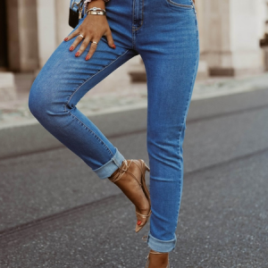 Plain Denim Loose Casual Jeans, Jeans, color:Blue|size:XXL, JustFashionNow