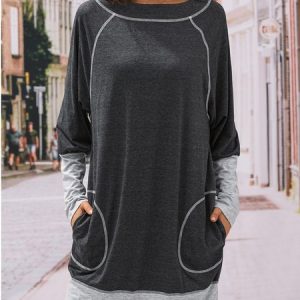 Cotton-Blend Long Sleeve Casual Knitting Dress, Dresses, color:Deep Gray|size:4XL, JustFashionNow