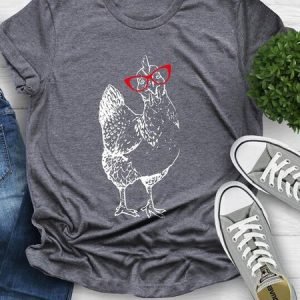 Women's Casual Fun Chicken Animal Print Round Neck Short Sleeve T-Shirt Daily Clothing, T-Shirts, color:Deep Gray|size:XXL, JustFashionNow