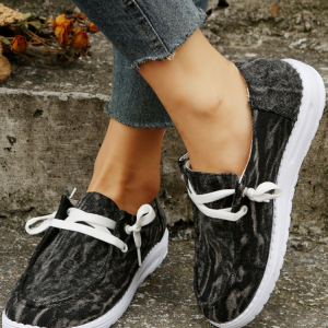 Women's Black Wash Denim Loafers Comfortable & Lightweight Ladies Shoes, color:Black|size:43, Lilicloth.com