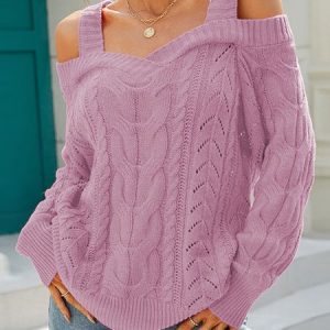 Women Wool/Knitting Plain Long Sleeve Comfy Casual Sweater, Sweaters, color:Purple|size:XL, Noracora