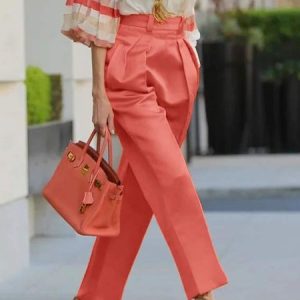 Plain Urban Regular Fit Fashion Pants, Pants, color:Orange|size:XXL, Stylewe