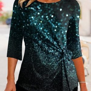 Crew Neck Knitted Casual Shirt, Shirts & Blouses, color:Dark Green|size:XXL, JustFashionNow