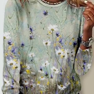 Women's Floral Simple Shirt, color:Green|size:3XL, Lilicloth.com