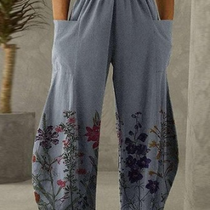 Casual Floral Pattern High Stretch Loose Long Pants Daily Holiday Boho Clothing, Pants, color:Color4|size:3XL, JustFashionNow