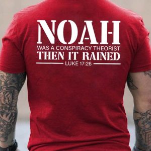 Men Noah Conspiracy Theorist Then It Rained Crew Neck Casual T-Shirt, color:Red|size:3XL, Lilicloth.com