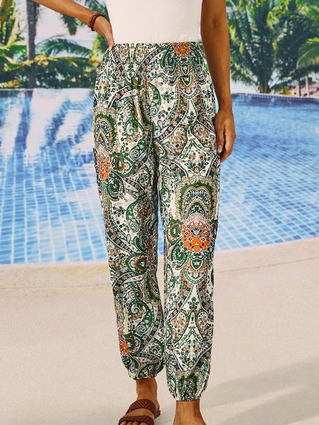 Ethnic Loose Casual Pants, Pants, color:Red|size:XXL, JustFashionNow