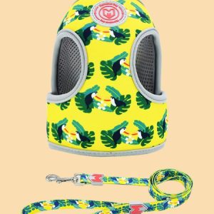 Lilicloth X Funnpaw Dog Vest Print Harness Dog Leash, color:Yellow|size:L, Lilicloth.com