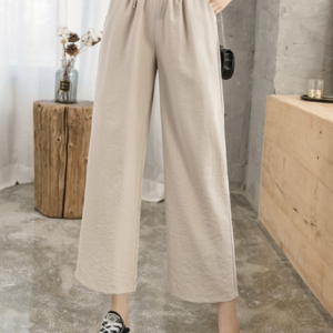 Casual Plain Ankle Pants Drawstring Pant, Pants, color:Khaki|size:XXL, Noracora