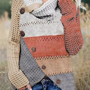 Long Sleeve Casual Sweater, Sweaters, color:Pink|size:XXL, JustFashionNow
