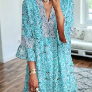 V Neck Women Dress Date Cotton Dress, Midi Dresses, Roselinlin - Online Catalog