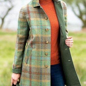 Green V Neck Pockets Long Sleeve Checkered/plaid Jacket, Jackets, color:Green|size:XXL, JustFashionNow