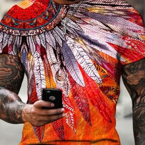 Men's Streetwear 3D Abstract Animal Print Short Sleeve T-Shirt Everyday Clothing, T-Shirts, color:Orange|size:3XL, JustFashionNow
