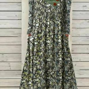 Casual Regular Fit Cross Neck Dress, Dresses, color:Green|size:XXL, JustFashionNow
