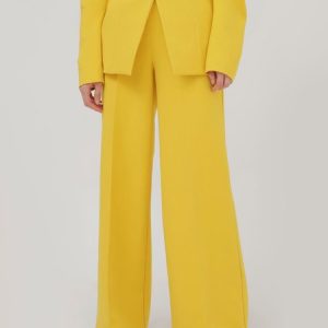 Elegant Regular Fit Fashion Pants, Pants, color:Yellow|size:XXL, Stylewe