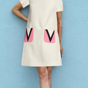 Lightweight Crew Neck Short sleeve Loose Elegant Skirt Dress, Mini Dresses, color:Off White|size:XXL, Stylewe