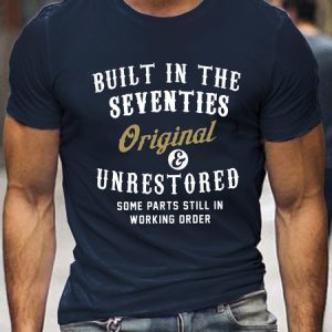 Built In The Seventies Printed Shirt & Top, color:Purplish blue|size:3XL, Lilicloth.com