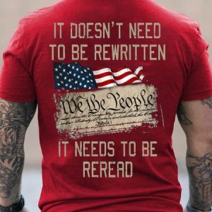 Men's It Doesn't Need To Be Rewritten Short Sleeve T-shirt, color:Red|size:3XL, Lilicloth.com
