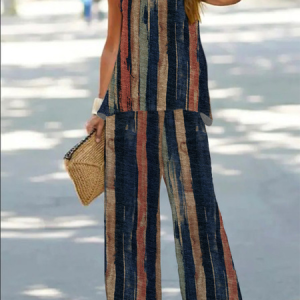 Plus Size Chain Jersey Casual Two-Piece Set, Suit Set, color:Multicolor|size:4X, JustFashionNow