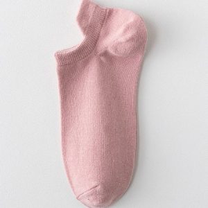 1pair Casual Breathable Plain Ankle Socks, Socks, color:Pink|size:One-size, JustFashionNow
