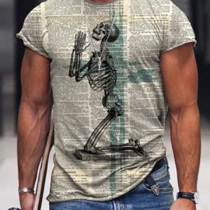 Casual Plants Crew Neck Regular Fit Short Sleeve T-Shirt, T-Shirts, color:Color5|size:4XL, JustFashionNow