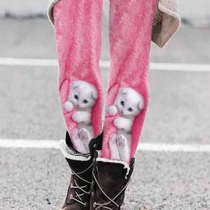 Regular Fit Animal Casual Legging, Leggings, color:Deep Pink|size:XXL, JustFashionNow