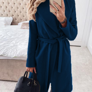 Shawl Collar Long Sleeve Plain Regular Micro-Elasticity Regular Fit Coat For Women, Coats, color:Purplish blue|size:3XL, Noracora