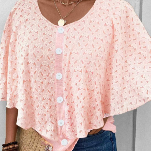 Plain Loose Casual Shirt, Shirts & Blouses, color:Pink|size:XXL, JustFashionNow