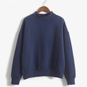 Plain Long Sleeve Casual Sweatshirt, Hoodies & Sweatshirts, color:Navyblue|size:XXL, Noracora