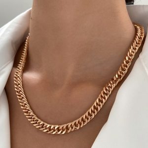 Urban Casual Chain Metal Necklace Choker Daily Commuting Women's Jewelry, Necklaces, color:Golden|size:One-size, JustFashionNow