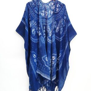 Blue Ethnic Pattern Beach Vacation Sunscreen Tassel Shawl, Women Scarves & Shawls, color:Color10|size:One-size, JustFashionNow