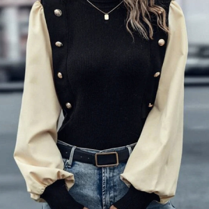 Casual Turtleneck Plain Regular Fit Top, Tops, color:Black|size:XXL, JustFashionNow