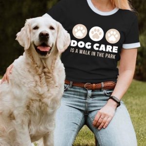 Lilicloth X Funnpaw X Kat8lyst Dog Care Is A Walk In The Park Women's T-Shirt, color:Black|size:3XL, Lilicloth.com