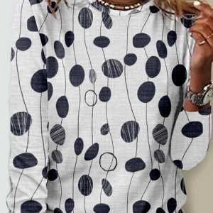 Women's Abstract Print Casual Shirt, color:White|size:3XL, Lilicloth.com