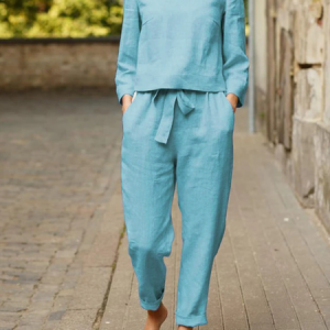 Loosen Casual Round Neck Two-Piece Set, Suit Set, color:Blue|size:XS, JustFashionNow