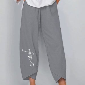 Casual Plain Regular Fit Pants, Pants, color:Gray|size:XXL, JustFashionNow