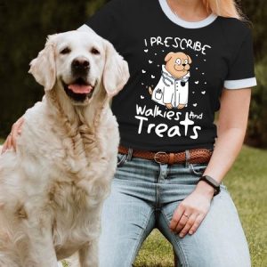 Lilicloth X Funnpaw X Ana I Prescribe Walkies And Treats Women's T-Shirt, color:Black|size:L, Lilicloth.com