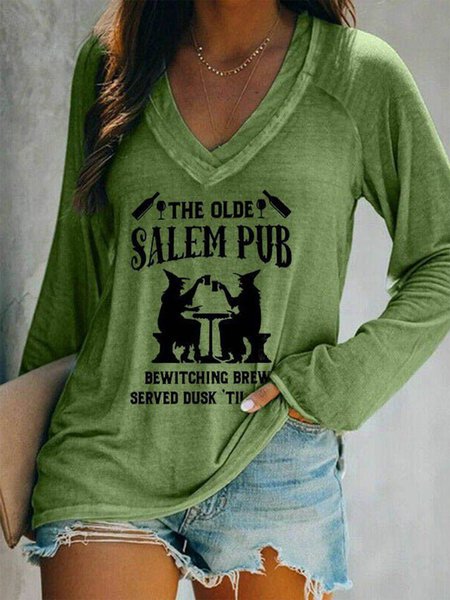 Halloween Loose Text Letters Casual T-Shirt, T-Shirts, color:Green|size:XXL, JustFashionNow