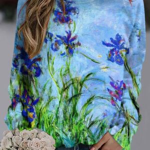 Casual Crew Neck Regular Fit Sweatshirt, Sweatshirts & Hoodies, color:Cyan|size:XXL, JustFashionNow