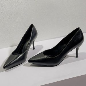 Black Commuter Temperament Pointed Stiletto Shoes, Heels, color:Black|size:41, Stylewe