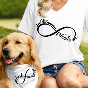 Women's Best Friends Cotton-Blend  Matching T-Shirt, color:White|size:3XL, Lilicloth.com