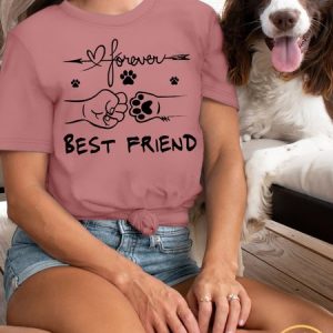 Womens Cotton Dog Lover Casual Crew Neck T-Shirt, color:Pink|size:3XL, Lilicloth.com