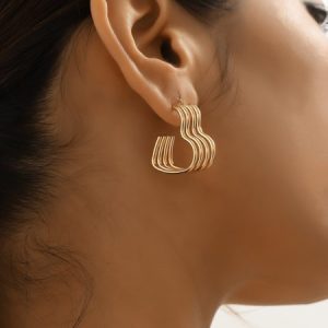 Simple Hollow Layered Heart Stud Earrings, Earrings, color:As Picture|size:One-size, Stylewe
