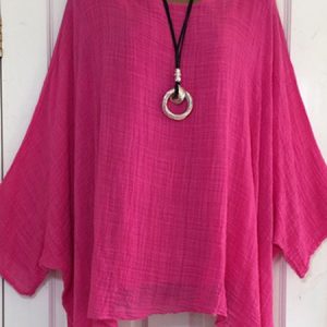 Crew Neck Solid Casual Batwing Plus Size Blouse, Shirts & Blouses, color:Fuchsia|size:5XL, JustFashionNow