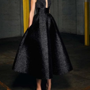 Elegant Crew Neck Wedding Guest Dress, Midi Dresses, color:Black|size:XXL, Stylewe