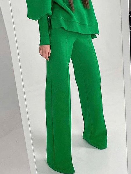 Micro-Elasticity Casual Loose Plain Casual Long Pants, Pants, color:Green|size:XXL, Stylewe